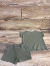 Cat & Jack 2pc Waffle Knit Shirt & Shorts Set Green sz 18m