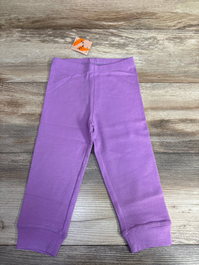 Kids lilac purple cotton leggings with cuffs on wood background, new with tags
