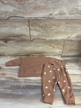 Child Of Mine 2pc Waffle Knit Shirt & Pants Set Brown sz 3-6m