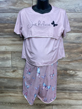 2pc Just Believe Nursing Pajama Set Pink sz Large