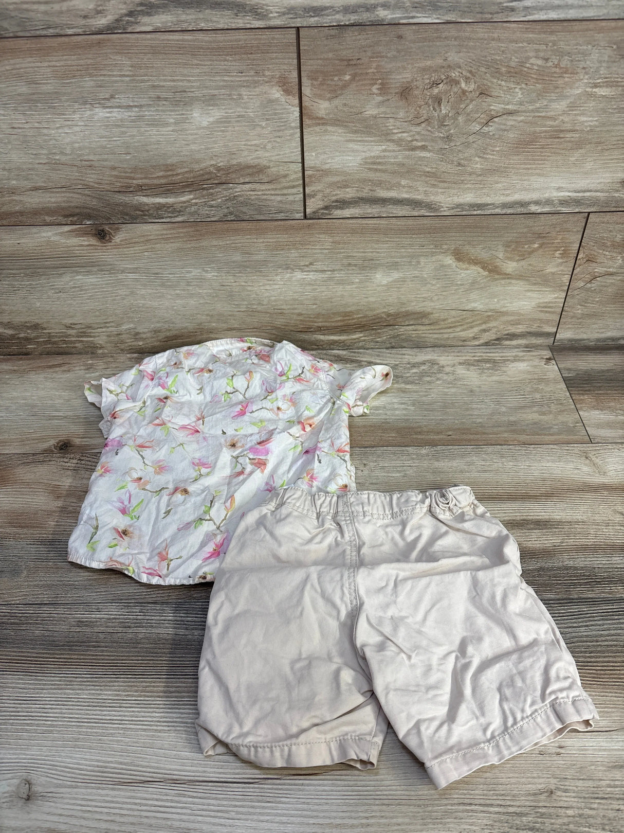 H&M 2pc Button Up Shirt & Shorts Set Ivory sz 12m