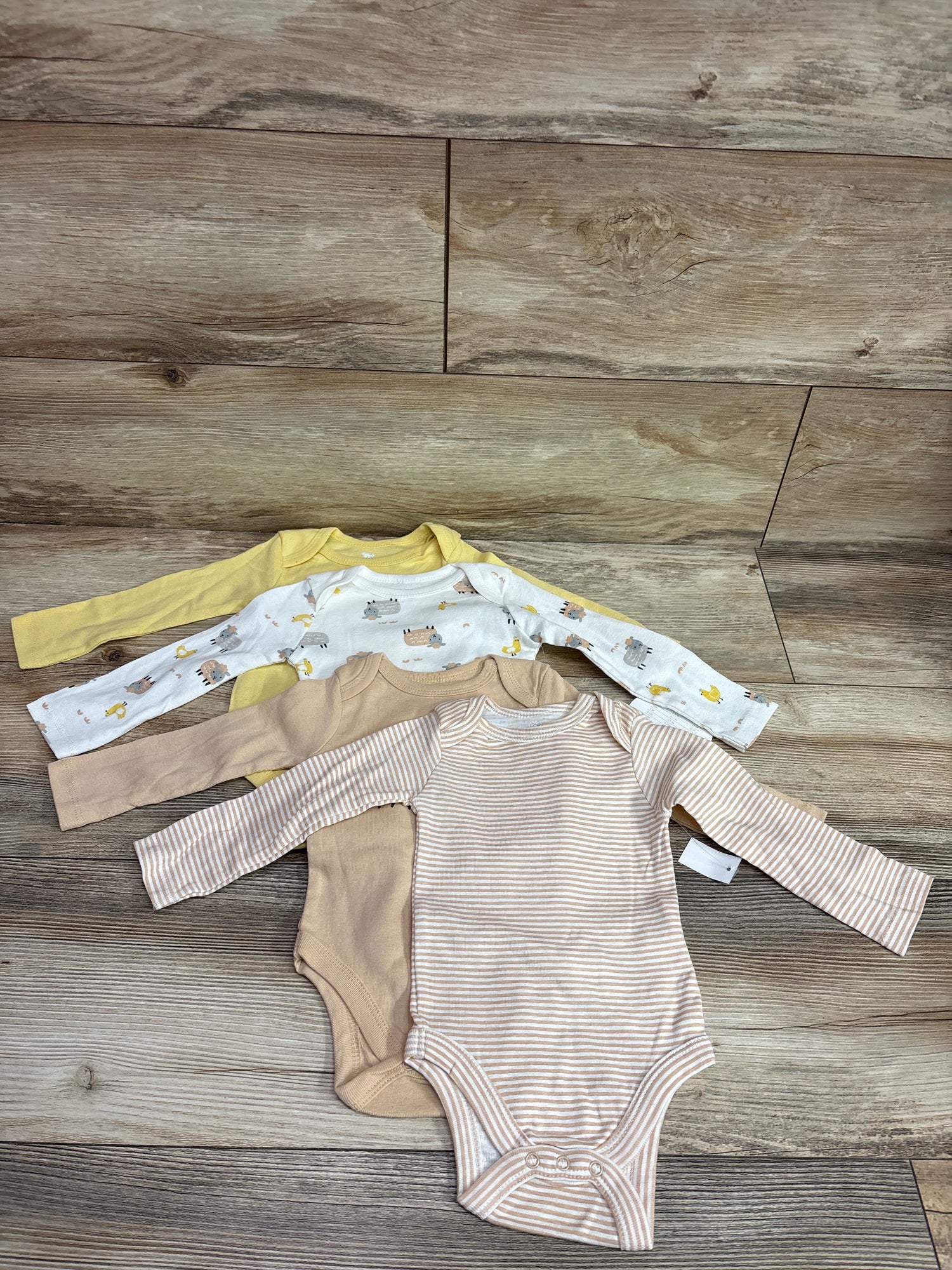 NEW Koala Baby 4pk Long Sleeve Bodysuits Tan sz 3-6m