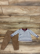 Stitch & Stone 2pc Long Sleeve Striped Shirt & Pants Set White sz 2T