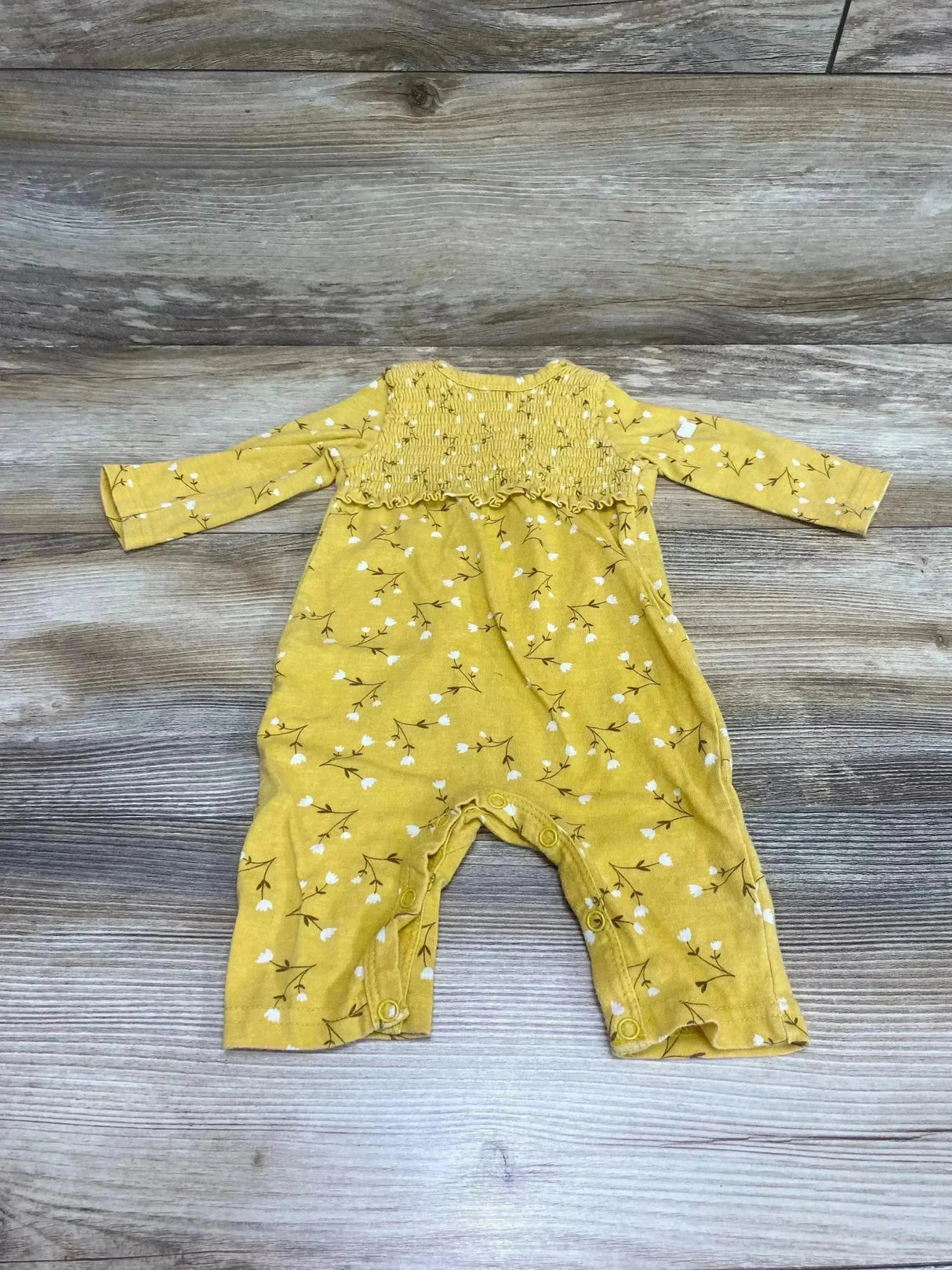 7 For all Mankind Floral Smocked Coverall Yellow sz 0-3m - Me n Mommy To Be