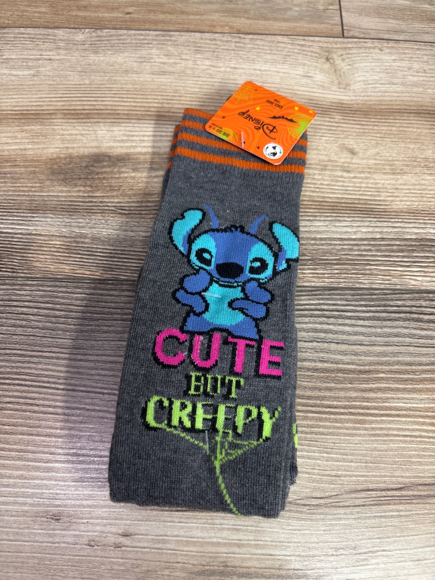 NEW Disney Lilo & Stitch Halloween Knee High Socks Grey sz 4-10c