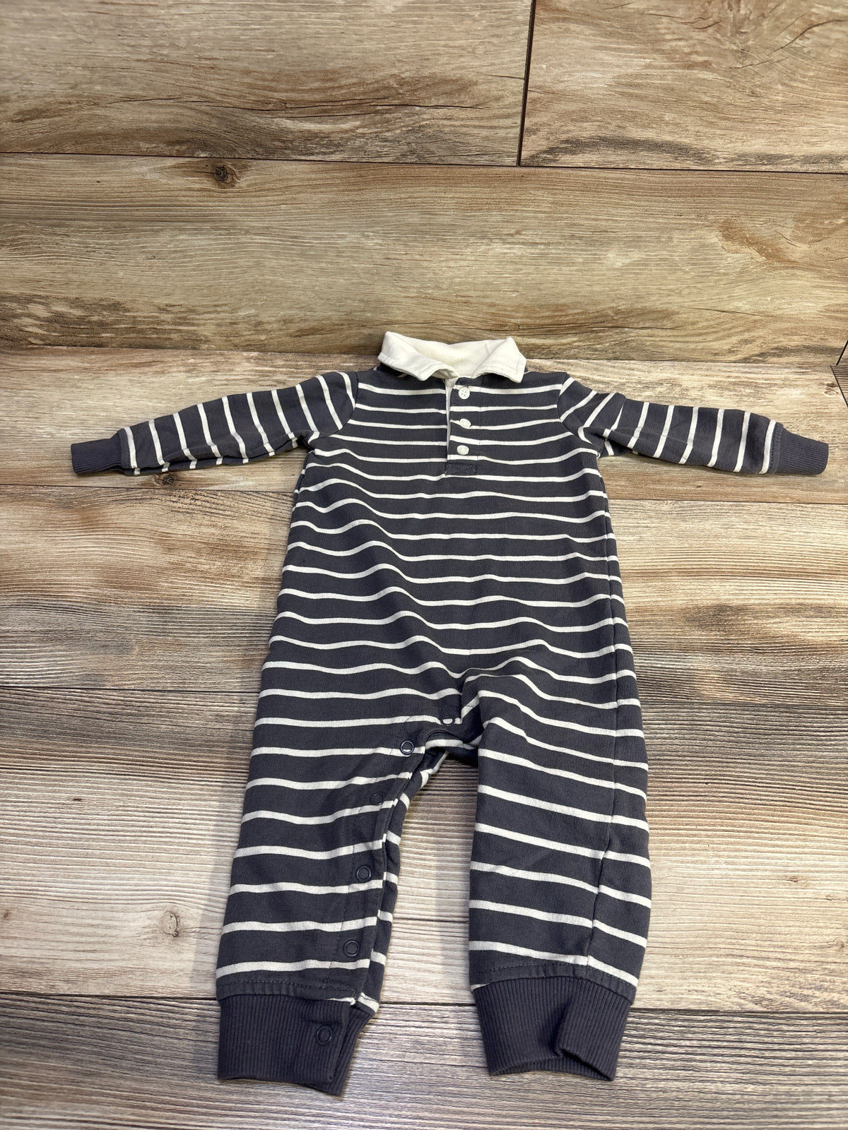 Carter's Striped Polo Coverall Grey sz 12m
