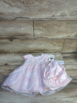 NEW Rare Editions 2pc Pearl Dress & Bloomers Set Pink sz 12m