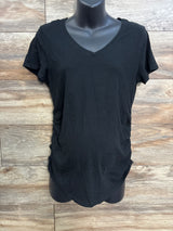 Isabel Maternity Ruched V-Neck Shirt Black sz Medium