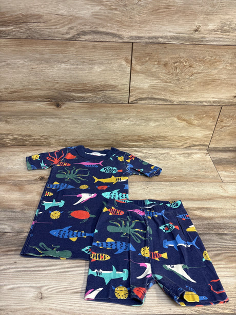 Hanna Andersson 2pc Organic Aquarium Short John Pajama Set Navy sz 5T - Me n Mommy To Be