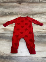 Cat & Jack Heart Print Henley Coverall Red sz 3-6m