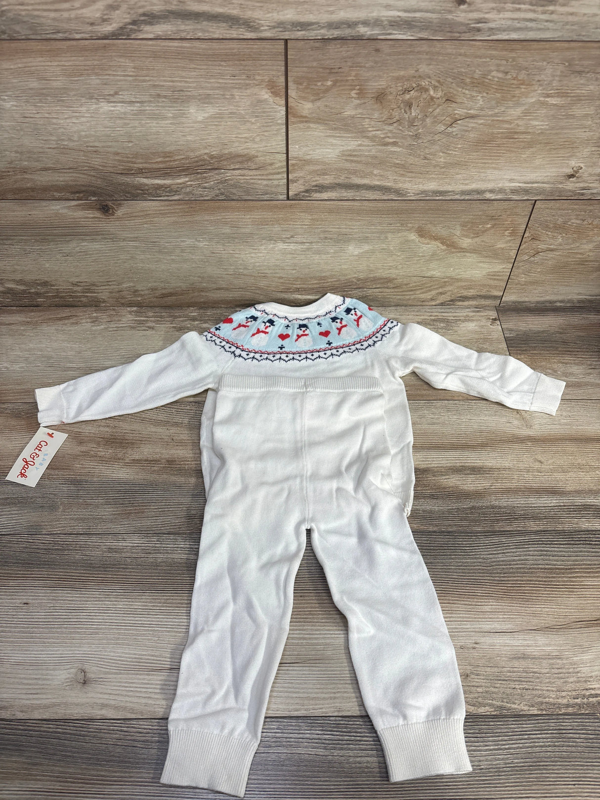 NEW Cat & Jack 2pc Snowman Fair Isle Sweater Set White sz 12m