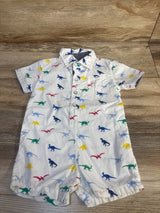 Free Planet Dinosaur Button Up Shortie Romper White sz 12m
