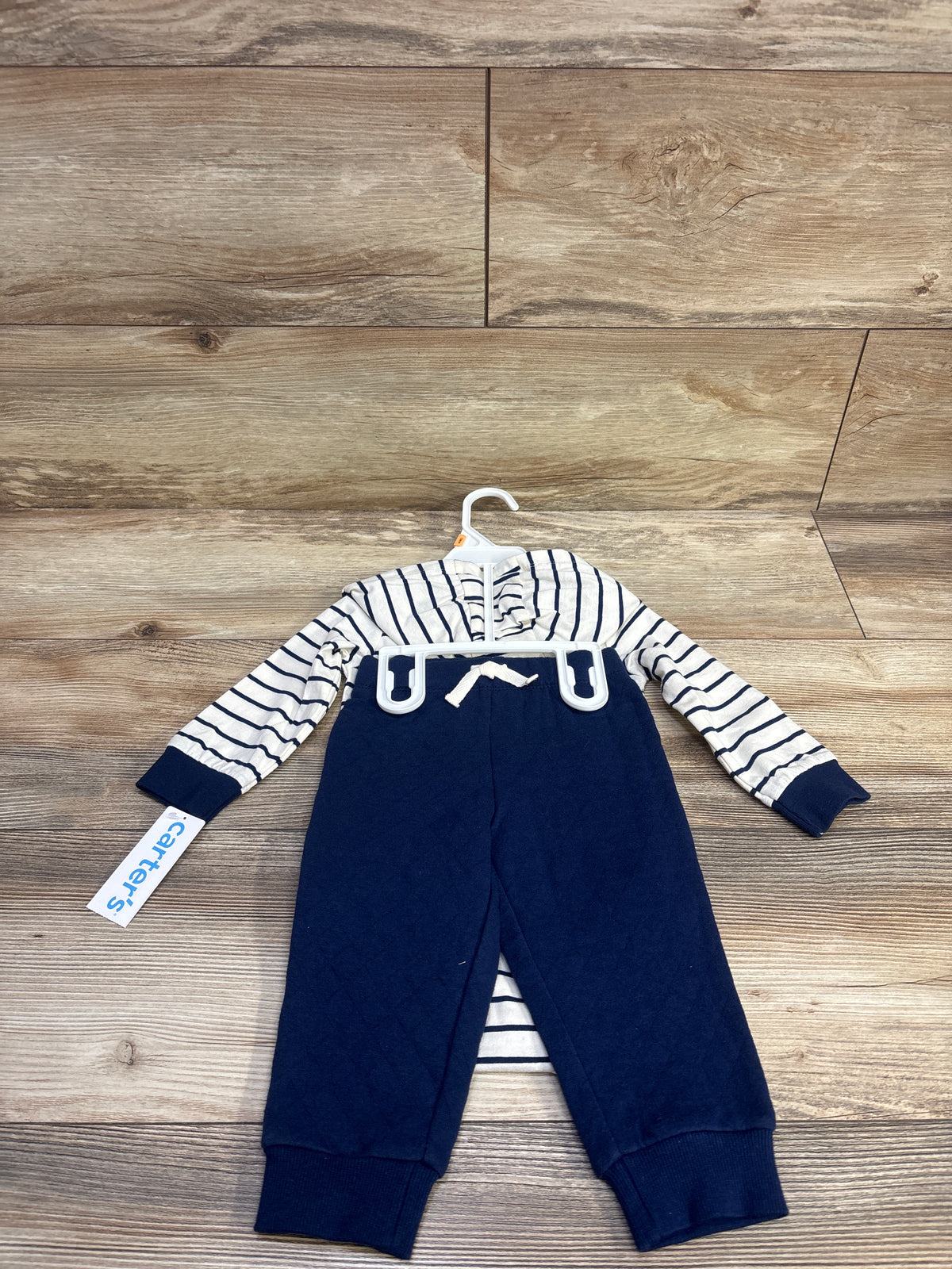 NEW Carter's 2pc Hooded Henley Bodysuit & Pants Set White sz 12m