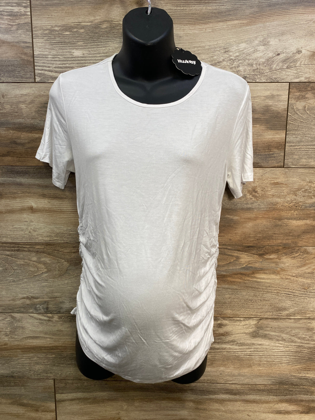 NEW Huukeay Maternity Ruched Shirt White sz Medium