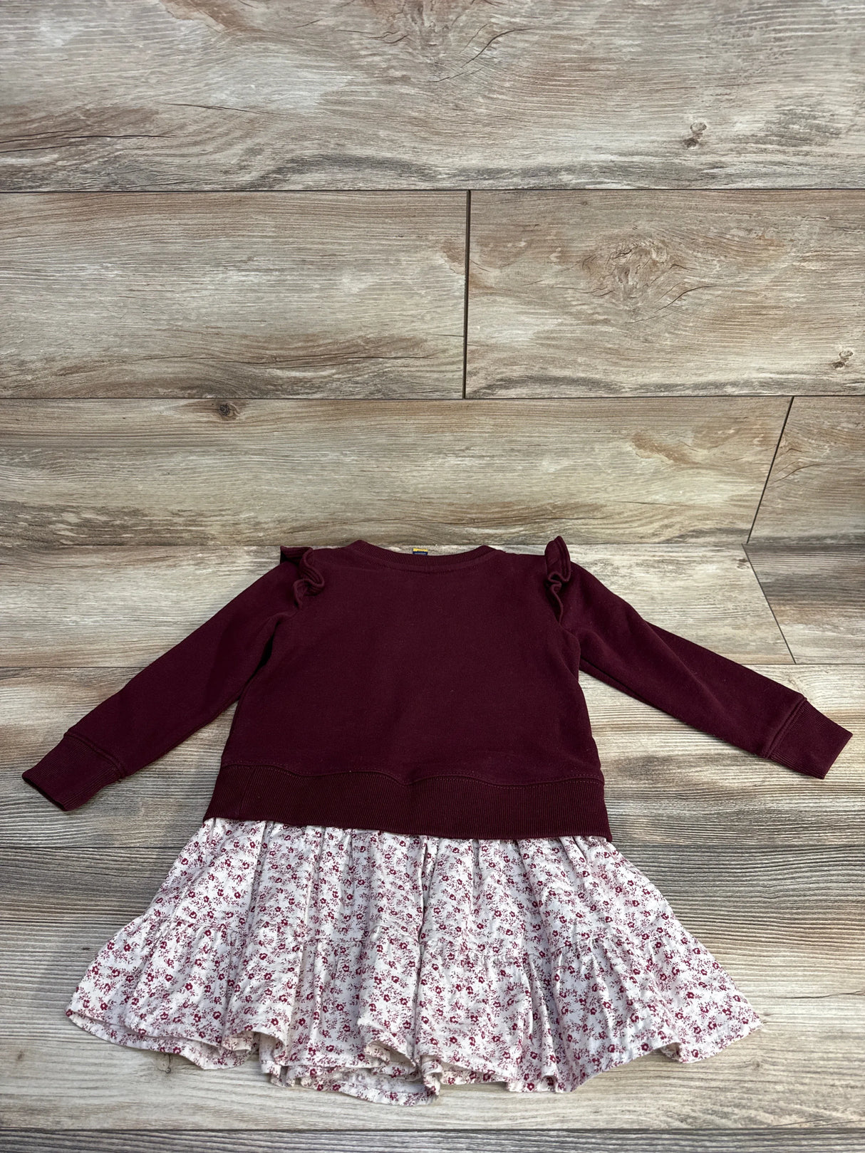 Ralph Lauren Long Sleeve Ruffle Sweatshirt Dress Maroon sz 3T