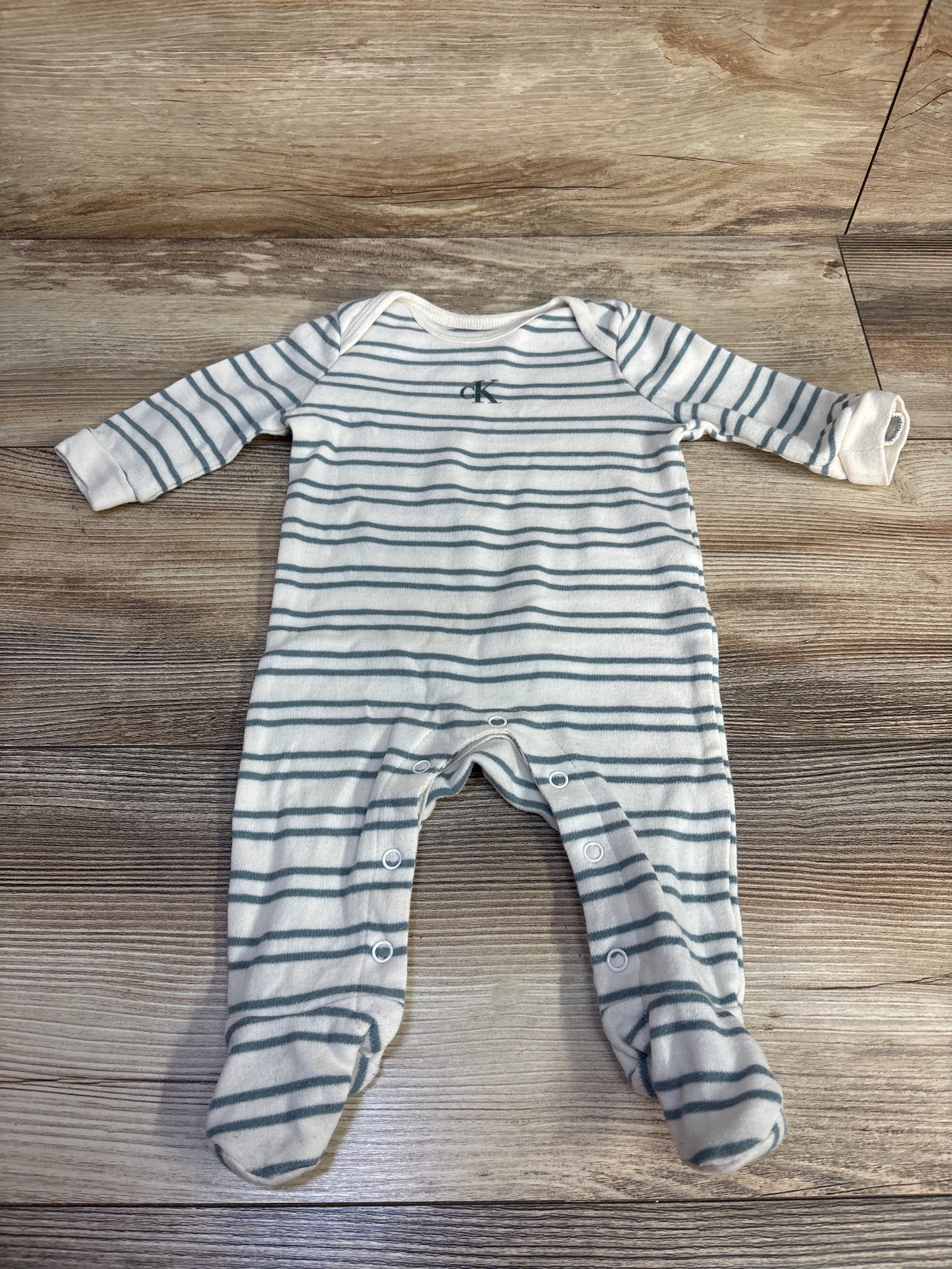 Calvin Klein Striped Footed Coverall White sz 0-3m