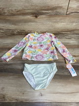 NEW Just One You 2pc Floral Rashguard & Bottoms Set White sz 2T