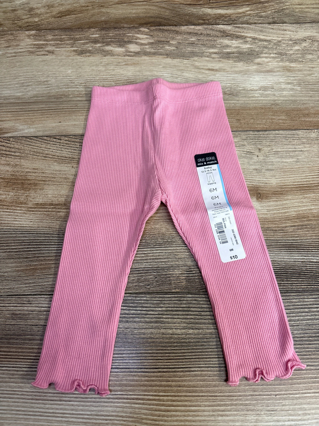 NEW Okie Dokie Ribbed Sea Pink Leggings sz 6m
