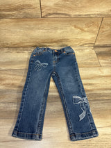 Victory Heart Embroidered Bow Jeans Blue sz 2T