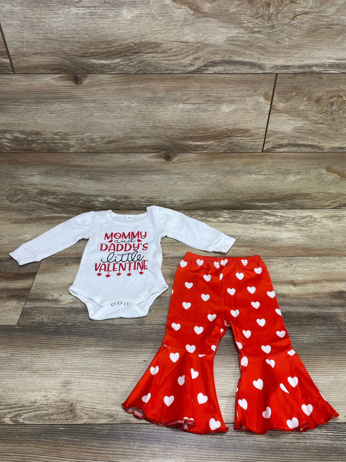 2pc Little Valentine Bodysuit & Pants White/Red sz 0-3m