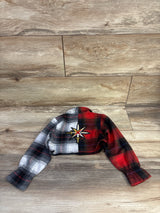 Crop Plaid Button-Up Top with Vegas Golden Knights Secondary Logo Patch sz 18m