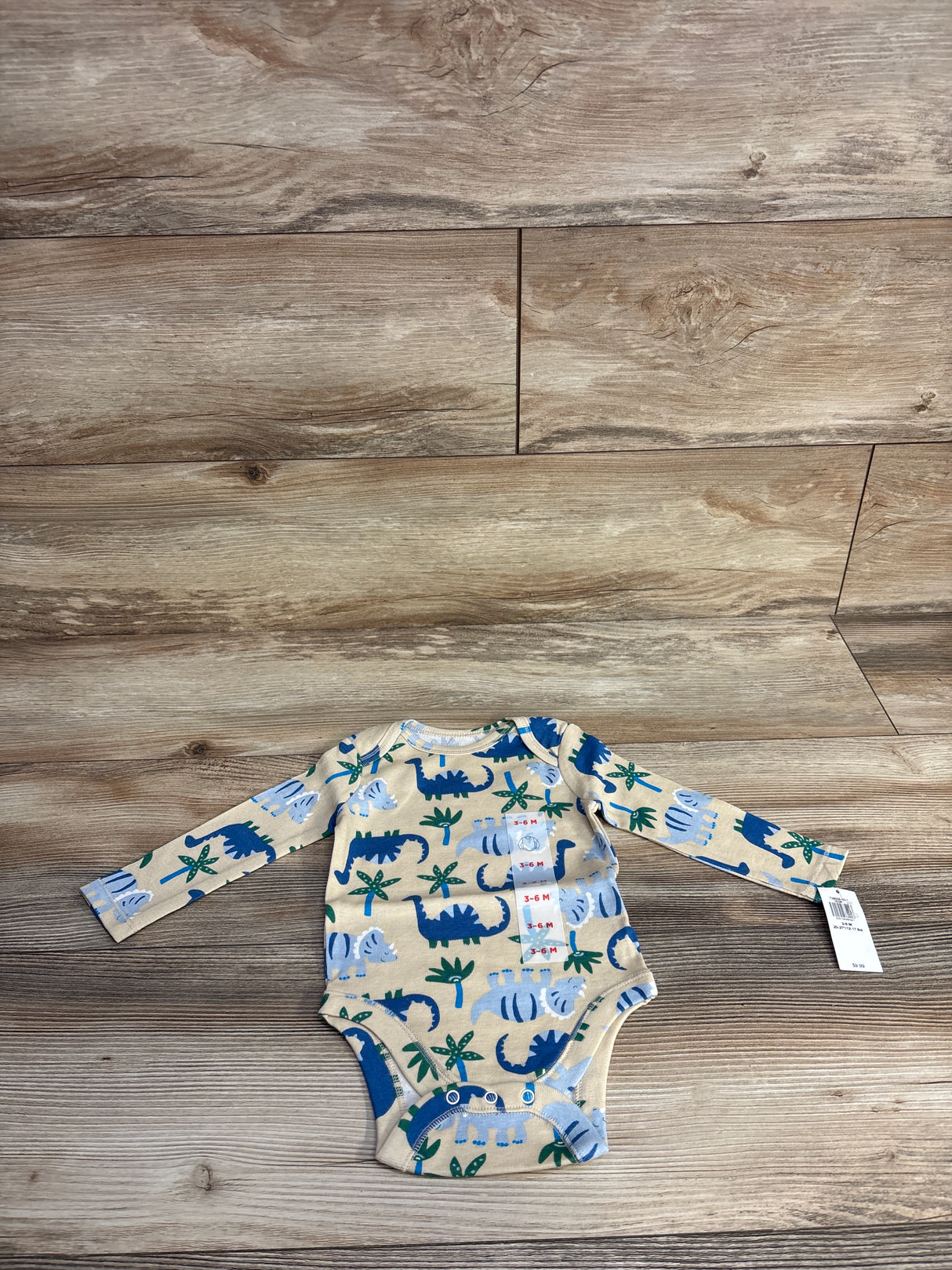 NEW Old Navy Long Sleeve Dinosaur Bodysuit Tan sz 3-6m