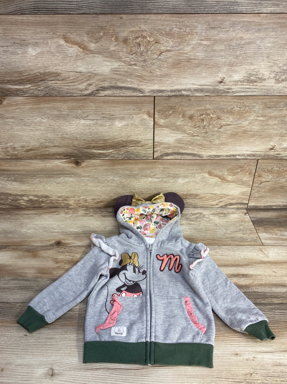 Disney Minnie Mouse Full Zip Jacket Grey sz 2T