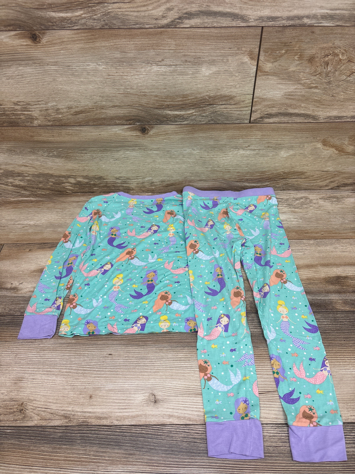 Little Sleepies 2pc Bamboo Mermaid Pajama Set Teal sz 3T