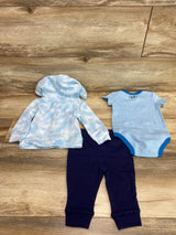 Under Armour 3pc Full Zip Hoodie Set Blue sz 3-6m