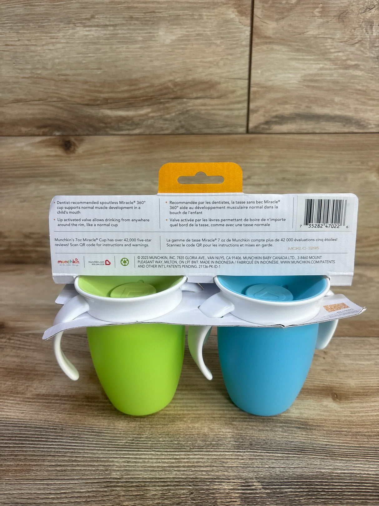 NEW Munchkin Miracle 360 Cup 7oz Green/Blue 2pk