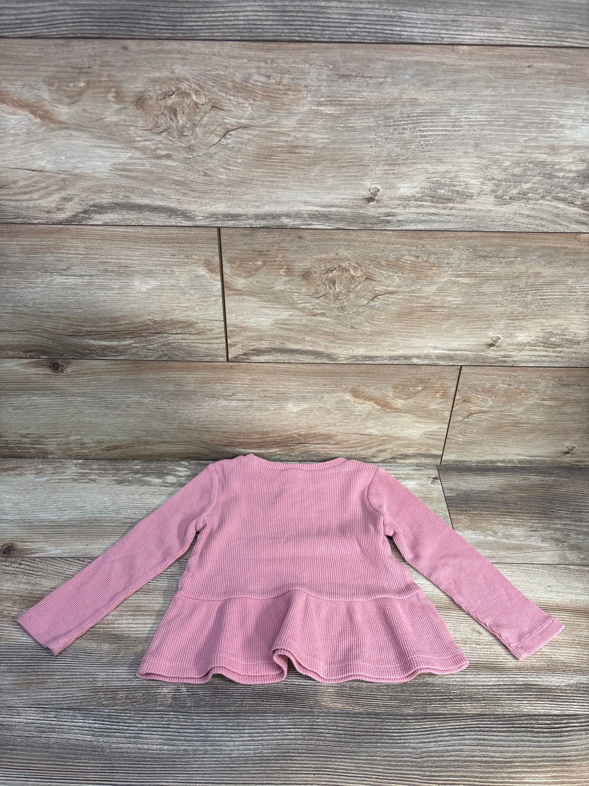 Okie Dokie Waffle Knit Peplum Shirt Pink sz 2T