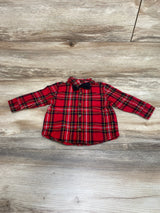 Old Navy Plaid Button Up Shirt & Bowtie Red sz 6-12m