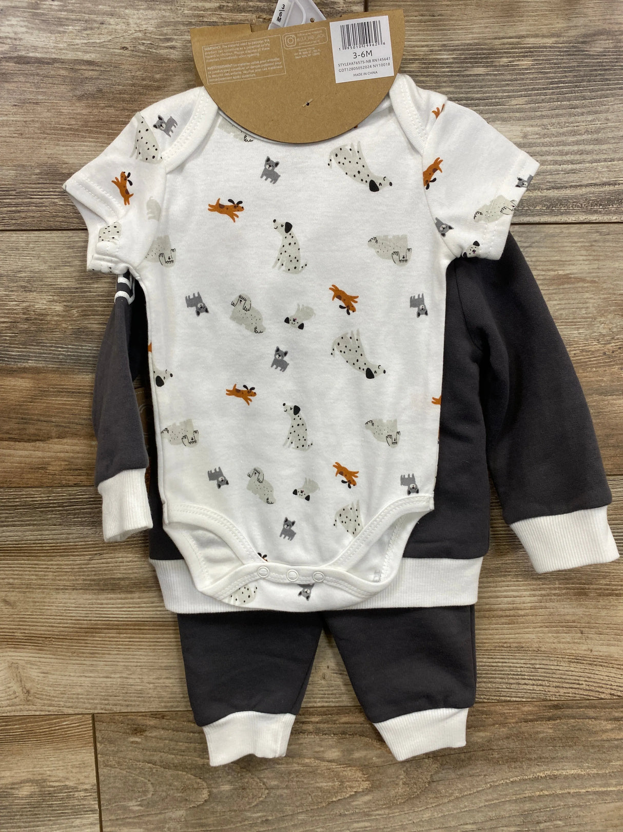 NEW Lila & Jack 3pc Pull Over Hoodie & Jogger Set Grey sz 3-6m