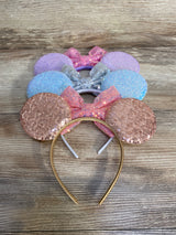 Sequin Mouse Ears Bow Headbands, 3pk