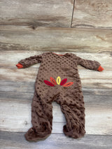 Baby Starters Minky Dot Turkey Coverall Brown sz 6m