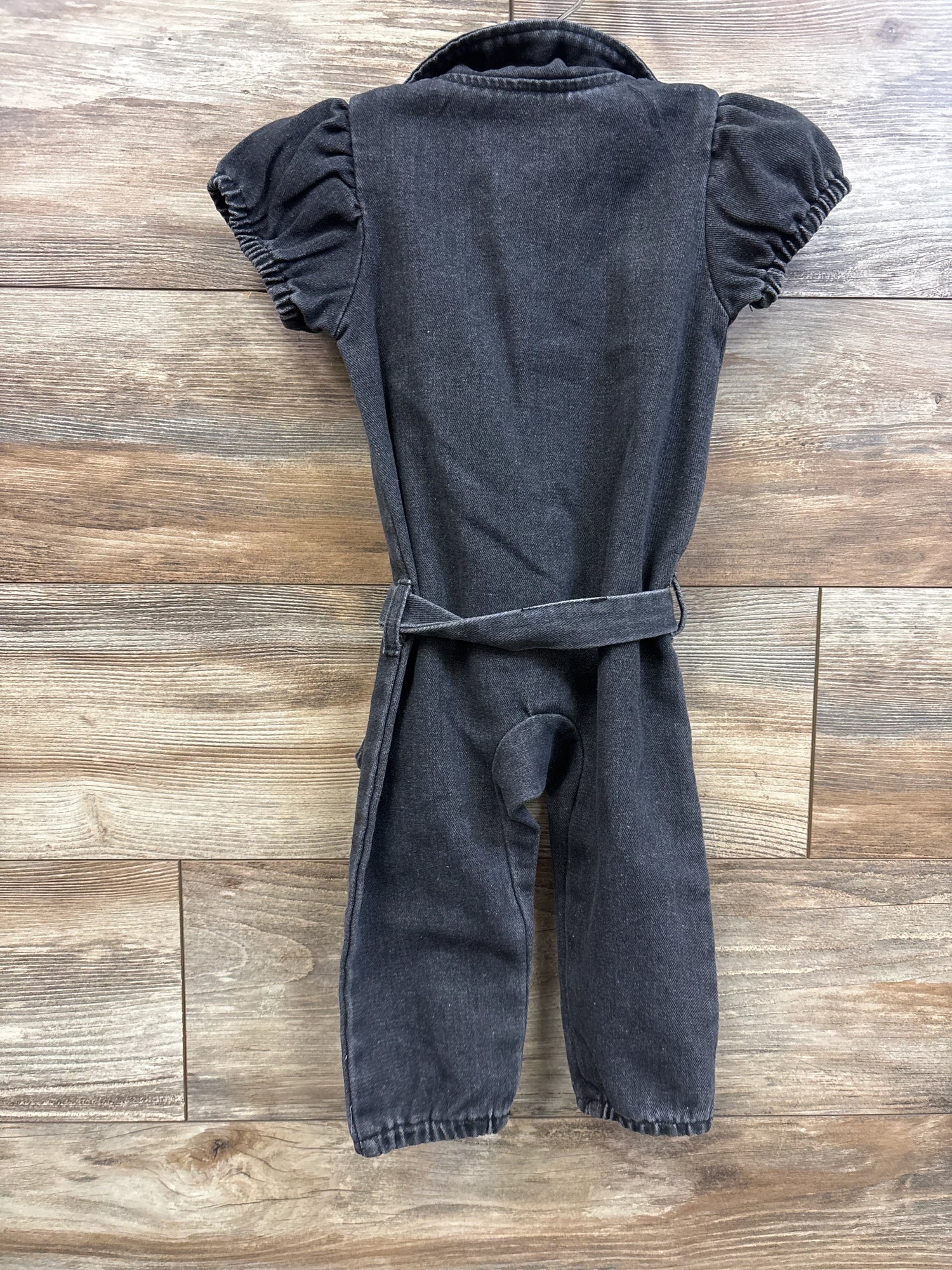 Shein Distressed Denim Belted Jumpsuit Black sz 12-18m