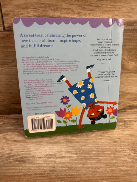 Back cover of the Homemade Love board book by Me n Mommy To Be featuring a cute character.