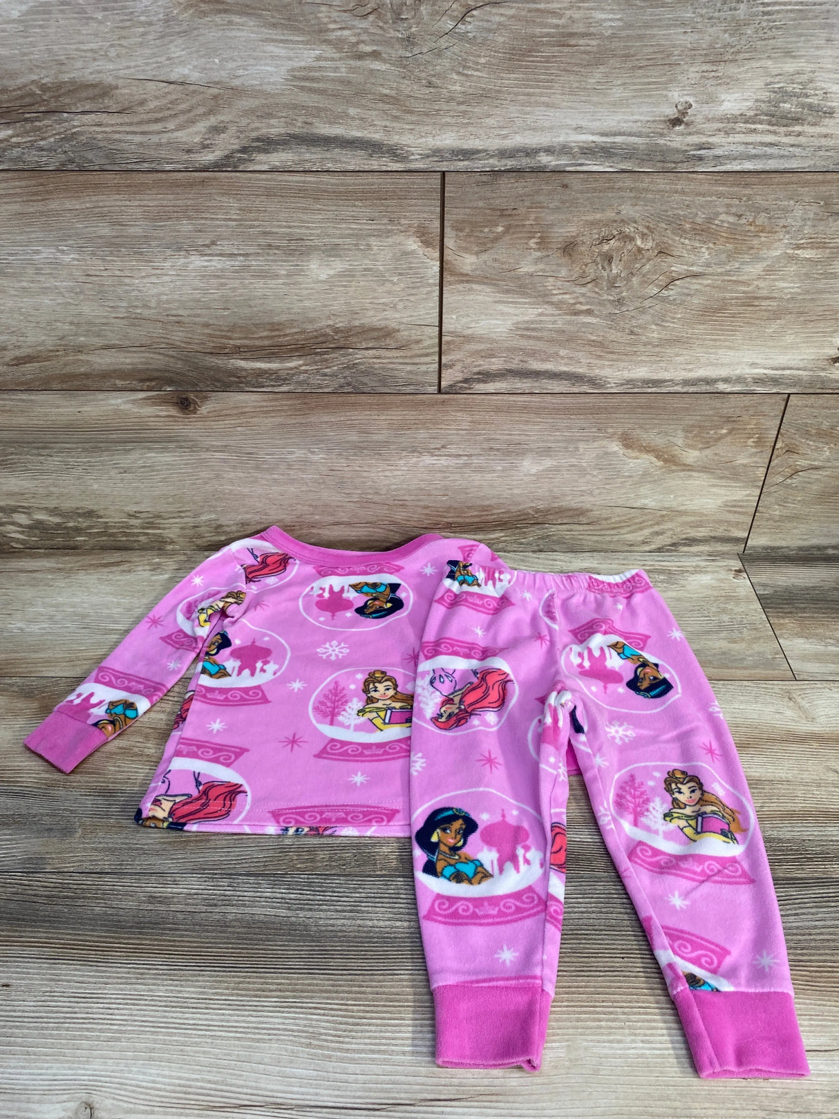 Disney 2pc Velour Princess Pajama Set Pink sz 2T