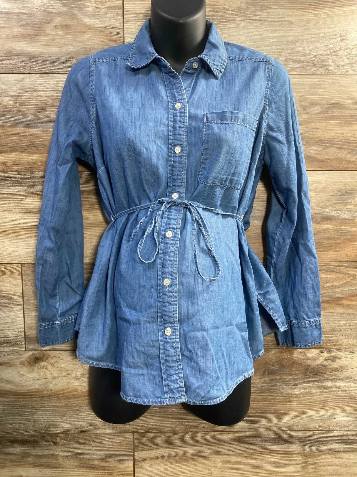 Motherhood Maternity Button Up Tunic Blue sz Small