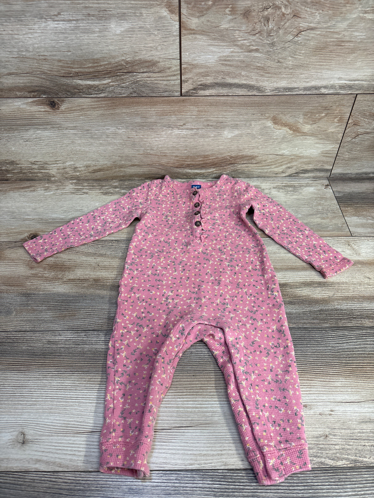 Old Navy Floral Waffle Knit Coverall Pink sz 12-18m