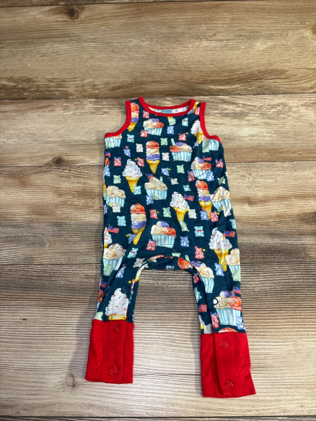 Posh P. Bamboo American Treat Sleeveless Jumpsuit Blue sz 3-6m