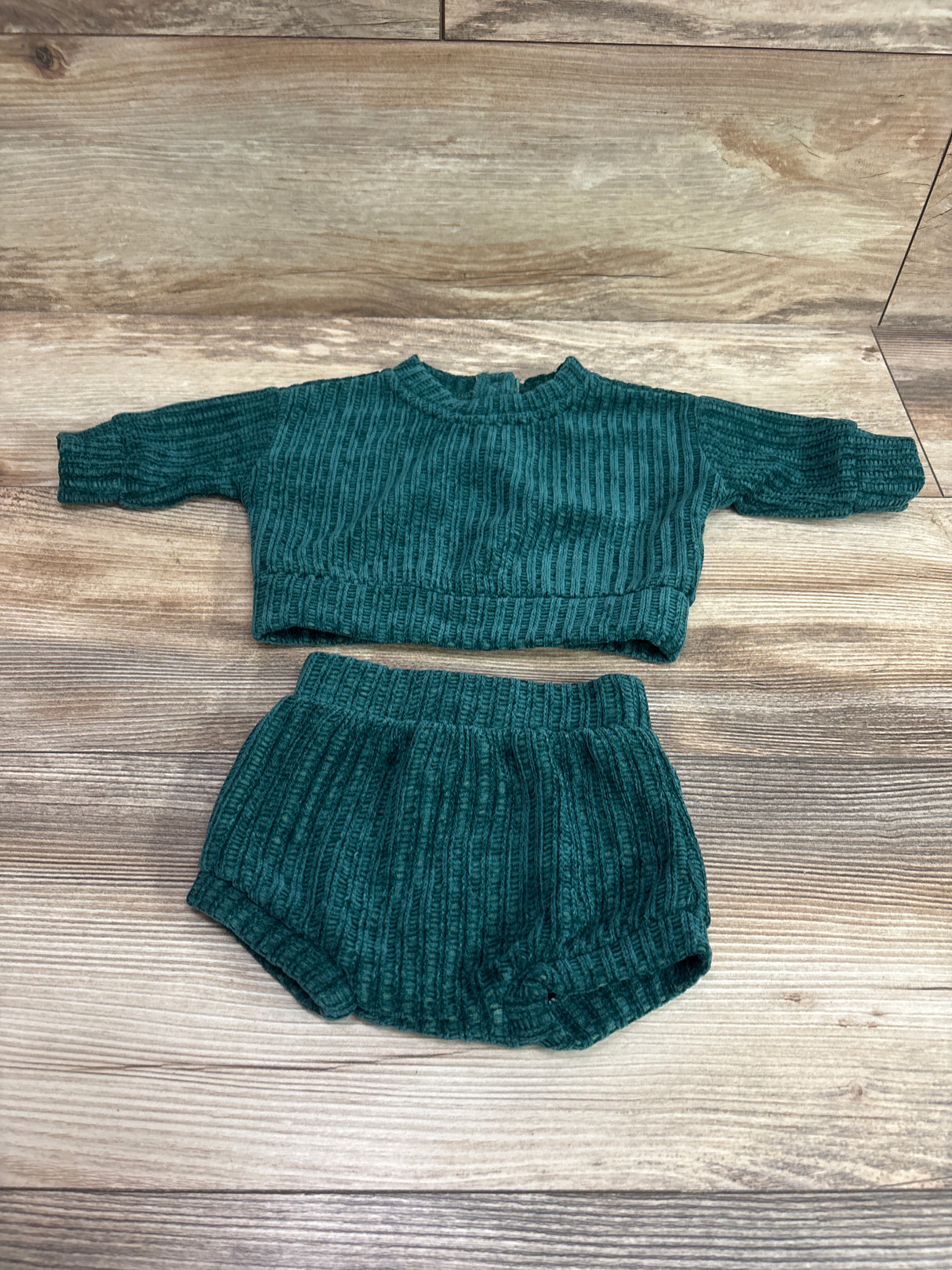 Cat & Jack 2pc Velour Textured Sweatshirt & Bloomers Set Green sz Newborn