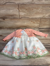 NEW American Princess 2pc Embroidered Dress & Cardigan Set Peach sz 24m