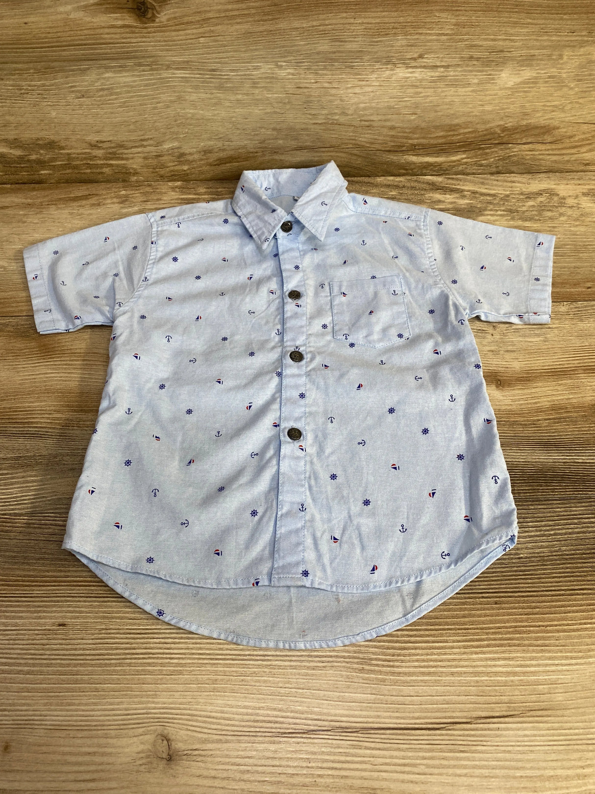 Short Sleeve Button Up Shirt Blue sz 2T