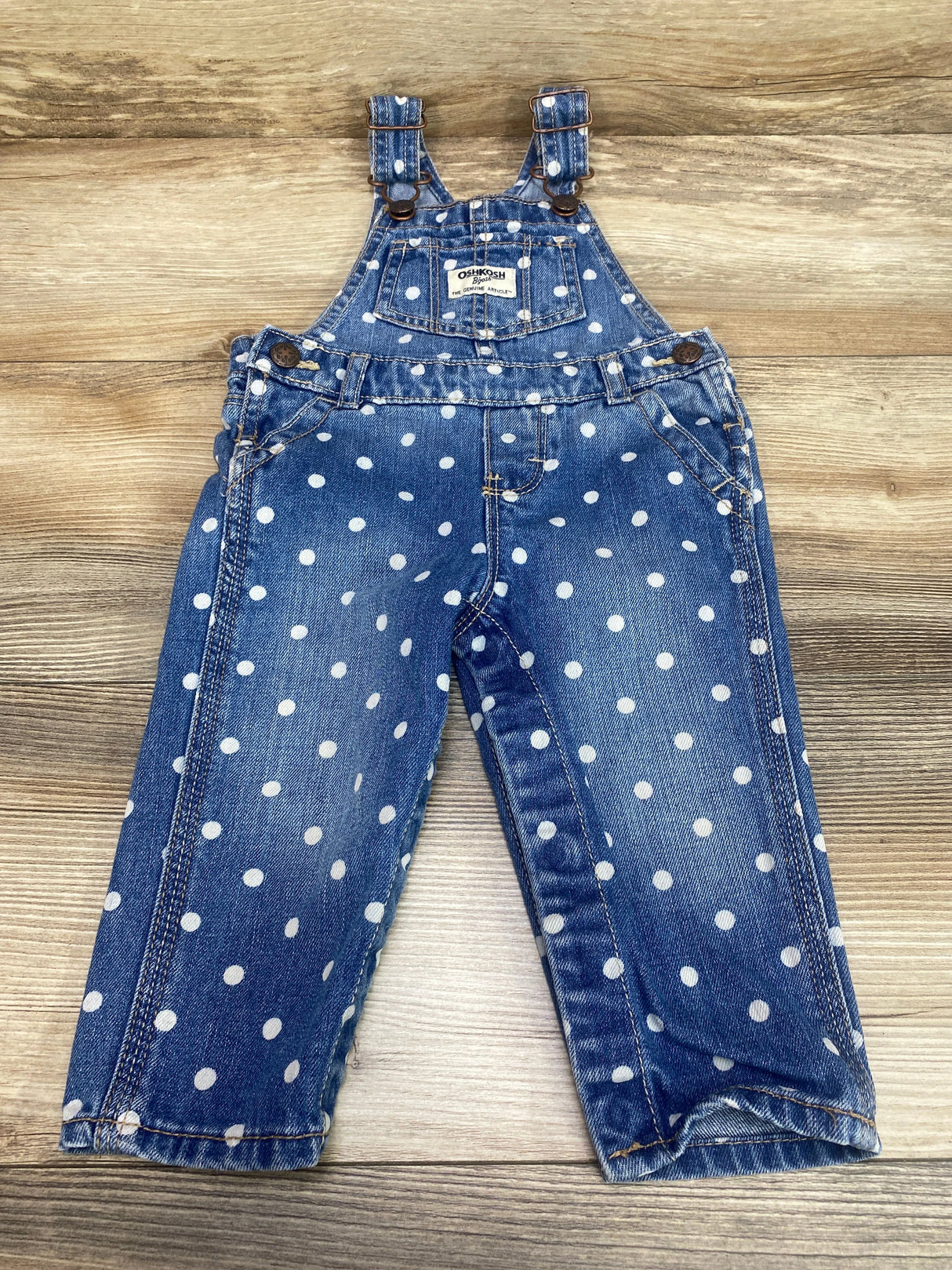 Oshkosh Denim Polka Dot Overalls Blue sz 9m