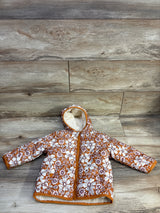 YKK Floral Fur Lined Puffer Jacker Orange sz 3T