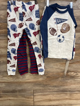 NEW Just One You 4pc Pajama Set Footballs Blue/Whitesz 5T