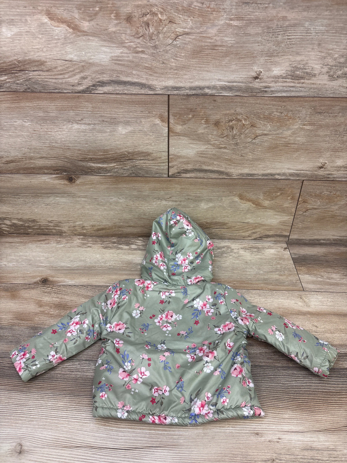 Penelope Mack Floral Fleece Lined Waterproof Jacket Green sz 12m