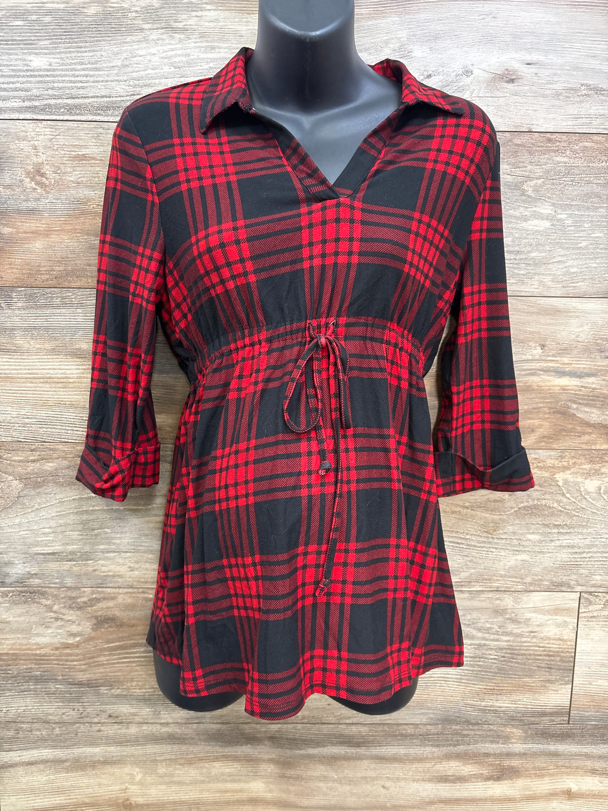 Derek Heart Long Sleeve Plaid Maternity Shirt Red sz Medium