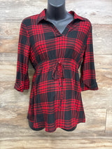Derek Heart Long Sleeve Plaid Maternity Shirt Red sz Medium